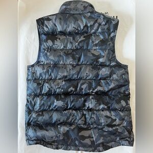 Coach Men’s Reversible Blue Camo Down Vest FREE Garment Bag Size S.